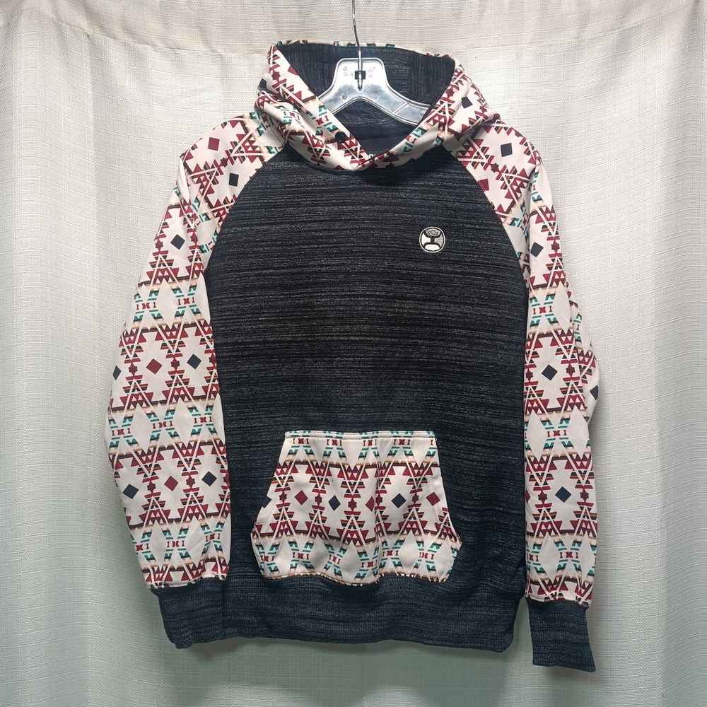 Hooey Men's S Charcoal Roughy Summit Aztec Print Western Hoodie‎ Sweatshirt